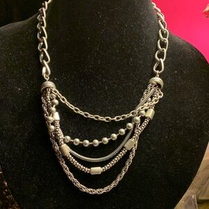 Chic Silver Layered Chain Necklace